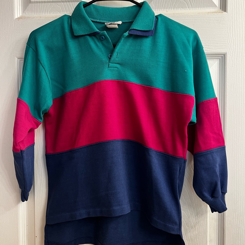 VINTAGE Boys Color Block Polo T-Shirt